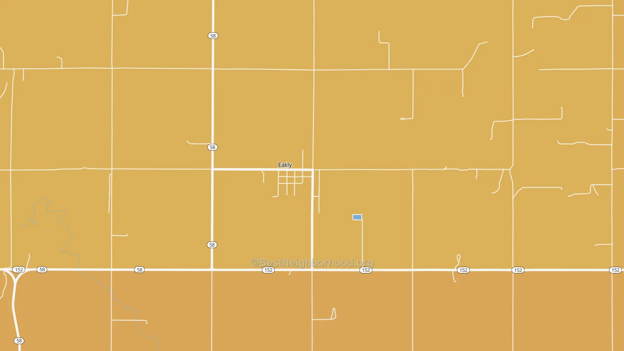 Map of the best neighborhoods in the 73033 area, with better matches in green and worse matches in red