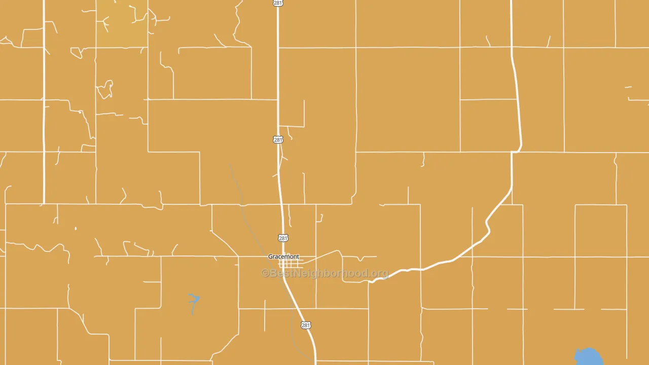 Map of the best neighborhoods in the 73042 area, with better matches in green and worse matches in red