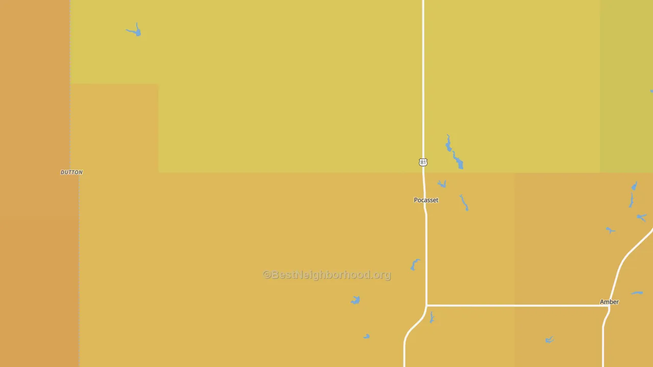 Map of the best neighborhoods in the 73079 area, with better matches in green and worse matches in red