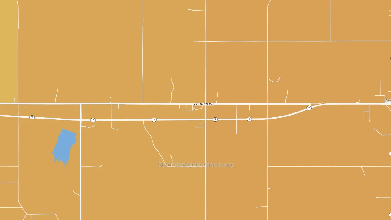 Map of the best neighborhoods in the 73425 area, with better matches in green and worse matches in red
