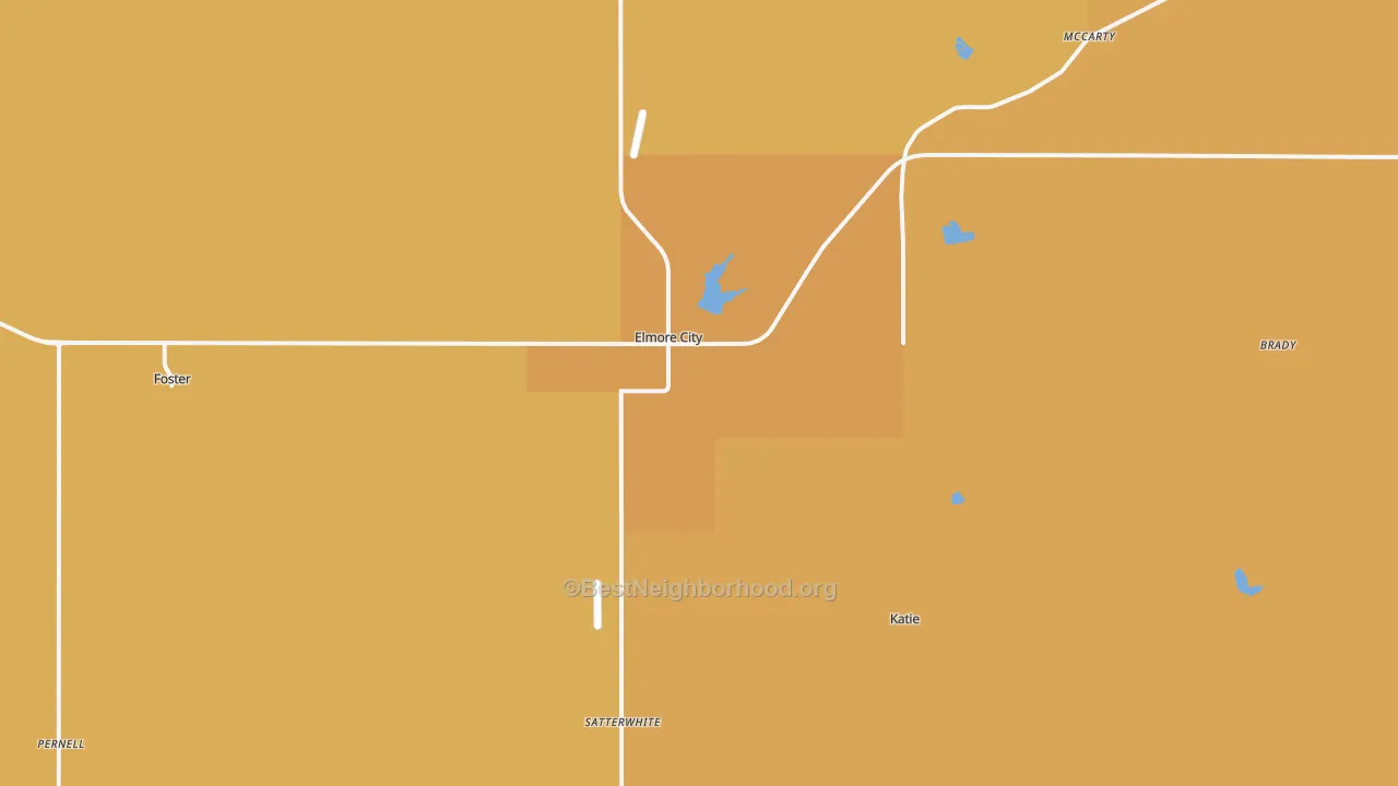 Map of the best neighborhoods in the 73433 area, with better matches in green and worse matches in red