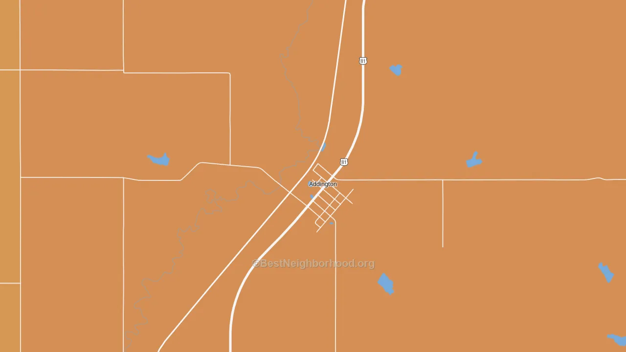 Map of the best neighborhoods in the 73520 area, with better matches in green and worse matches in red