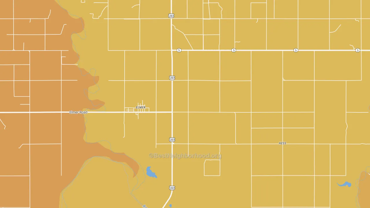 Map of the best neighborhoods in the 73539 area, with better matches in green and worse matches in red