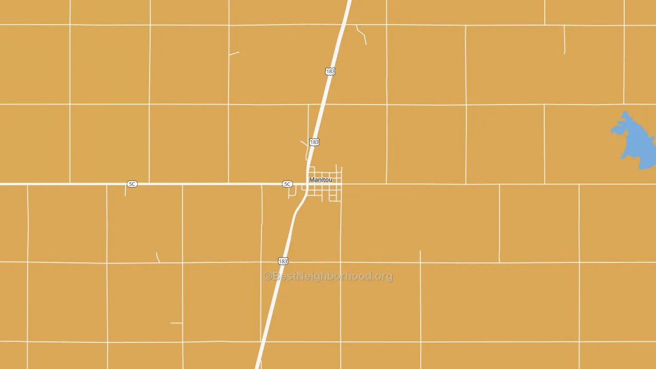 Map of the best neighborhoods in the 73555 area, with better matches in green and worse matches in red