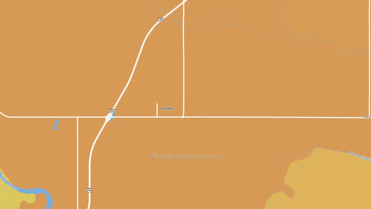 Map of the best neighborhoods in the 73562 area, with better matches in green and worse matches in red