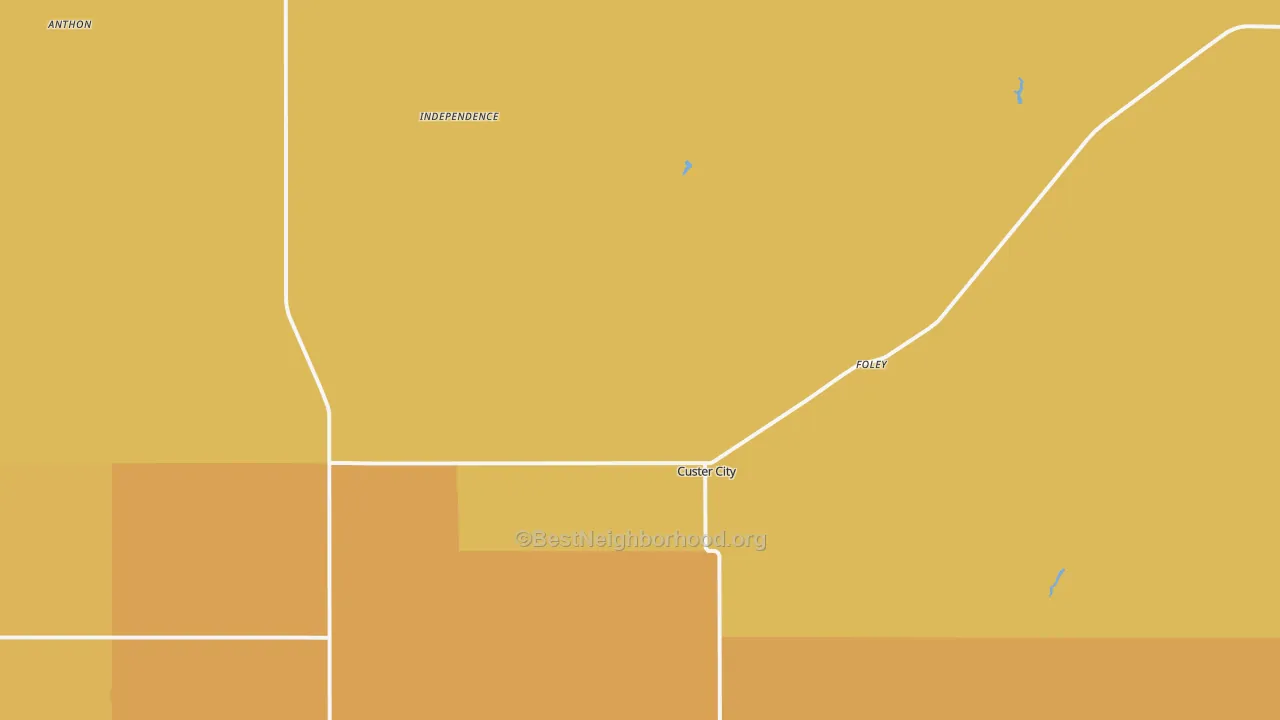 Map of the best neighborhoods in the 73639 area, with better matches in green and worse matches in red