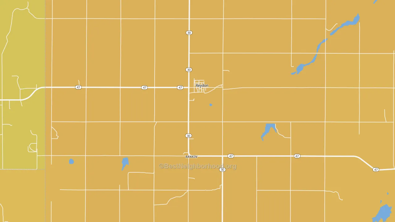 Map of the best neighborhoods in the 73660 area, with better matches in green and worse matches in red