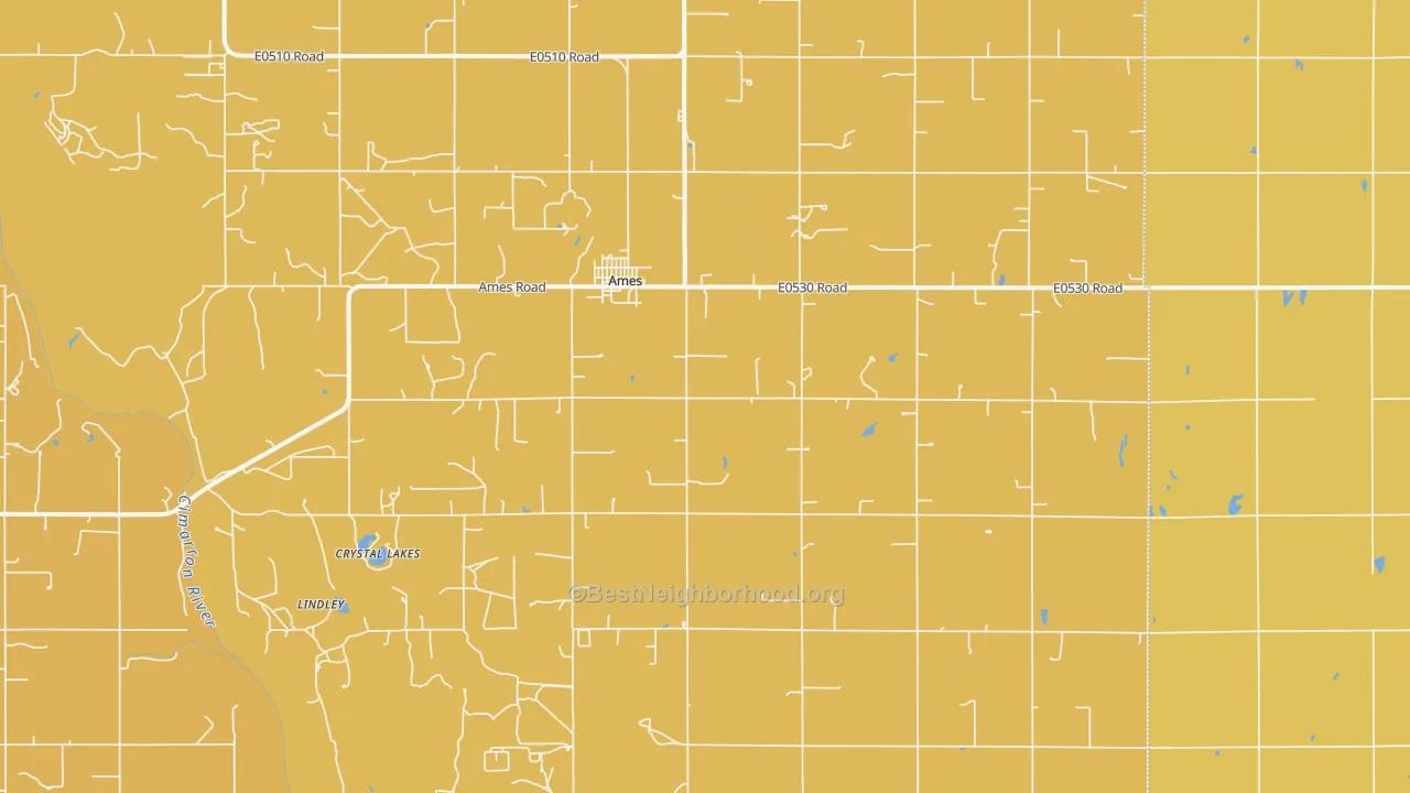 Map of the best neighborhoods in the 73718 area, with better matches in green and worse matches in red