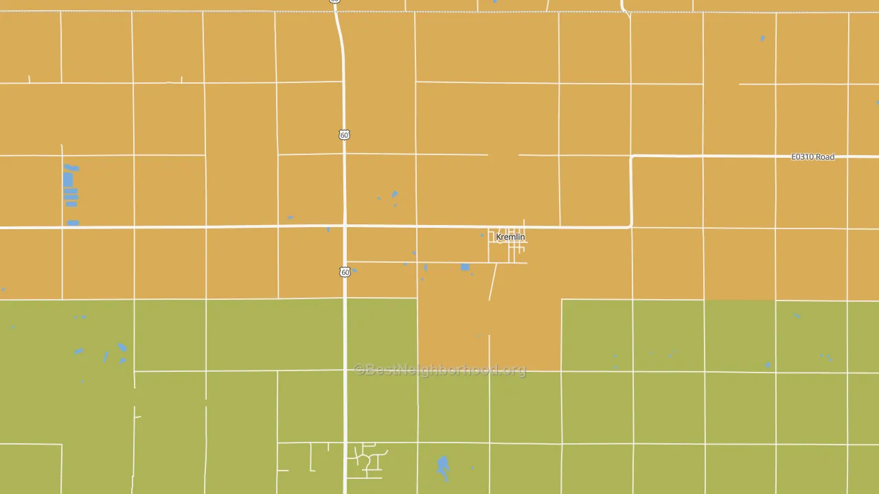 Map of the best neighborhoods in the 73753 area, with better matches in green and worse matches in red