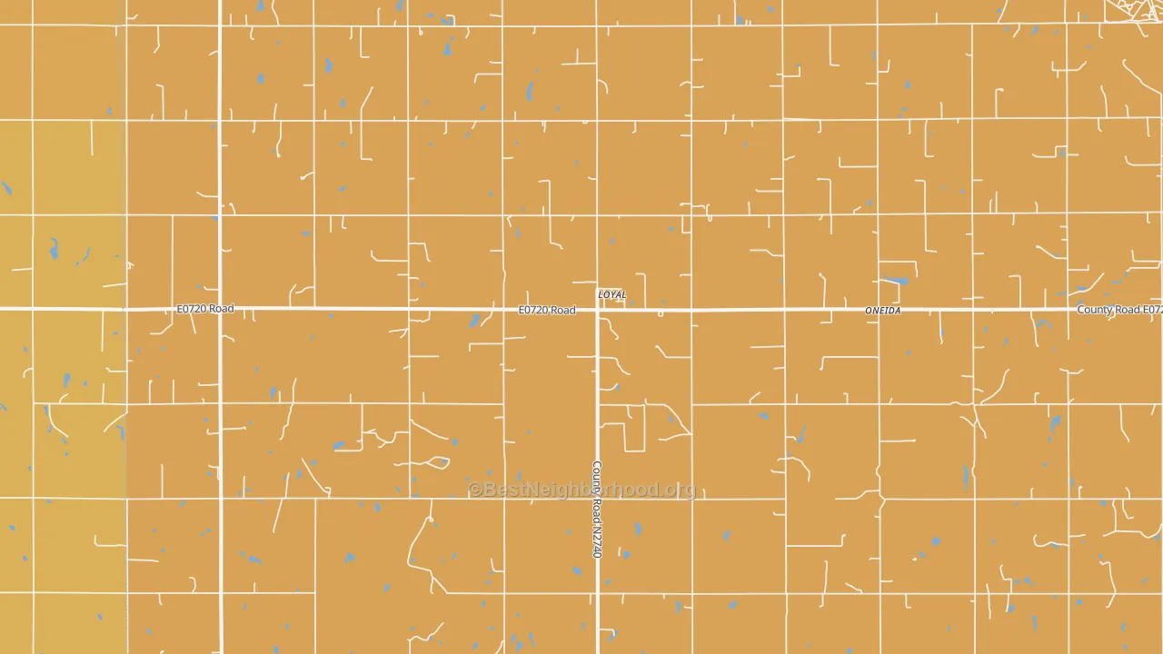 Map of the best neighborhoods in the 73756 area, with better matches in green and worse matches in red