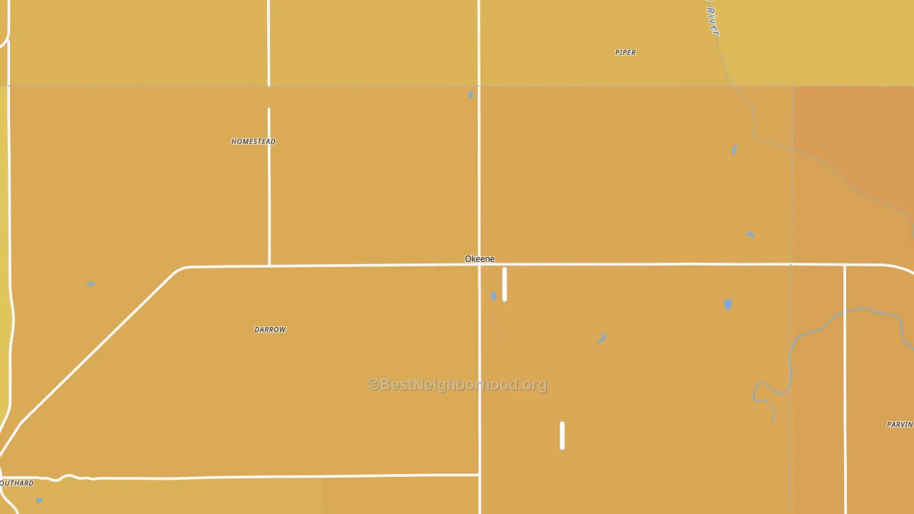 Map of the best neighborhoods in the 73763 area, with better matches in green and worse matches in red