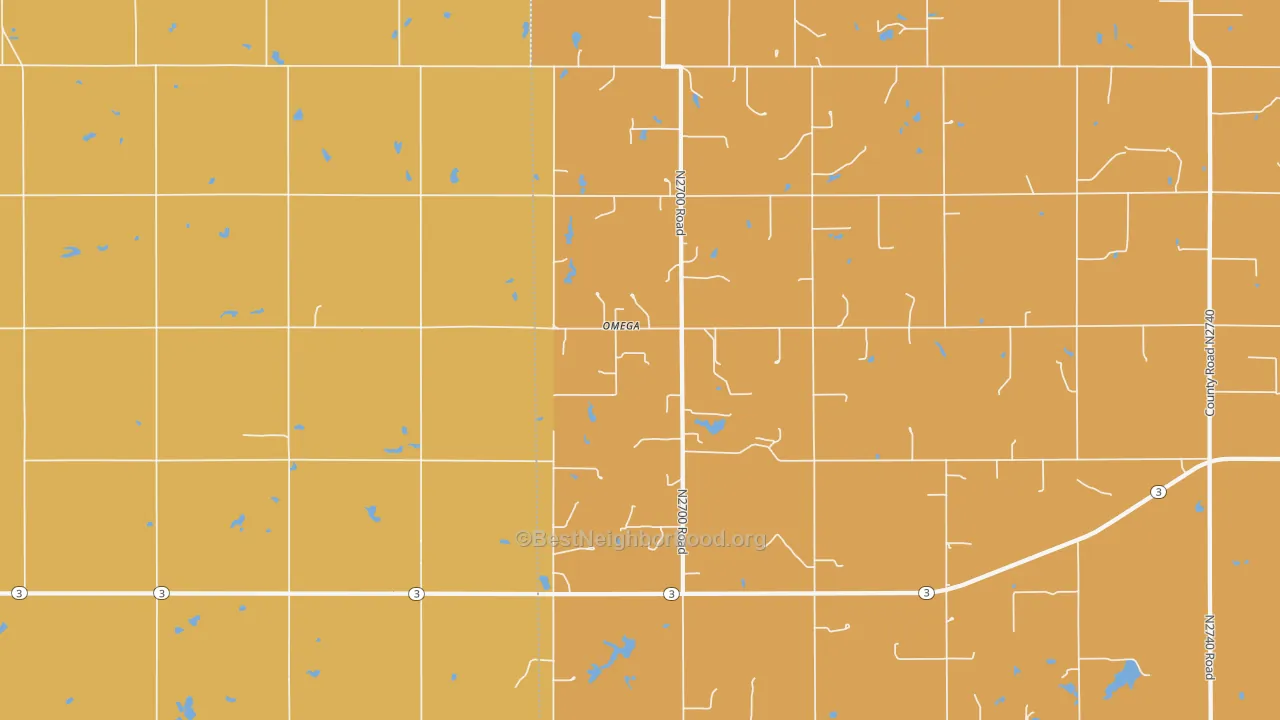 Map of the best neighborhoods in the 73764 area, with better matches in green and worse matches in red