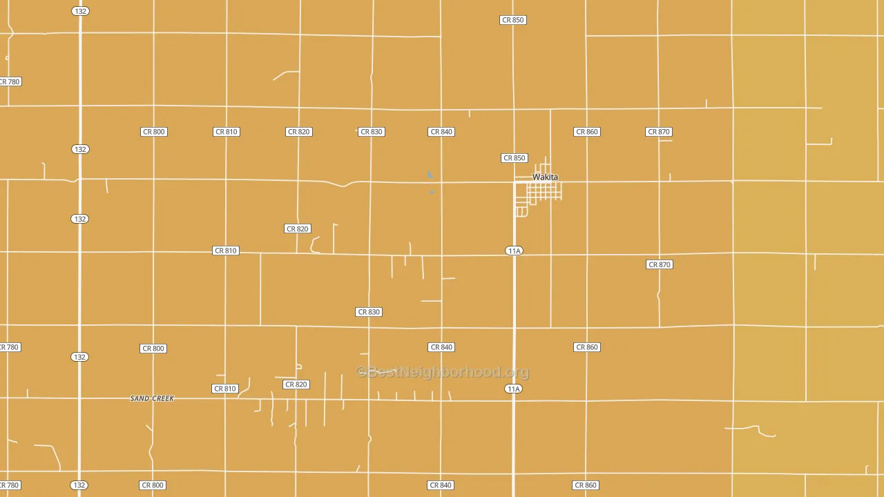 Map of the best neighborhoods in the 73771 area, with better matches in green and worse matches in red
