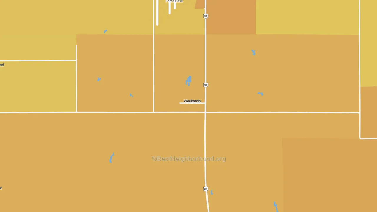 Map of the best neighborhoods in the 73773 area, with better matches in green and worse matches in red