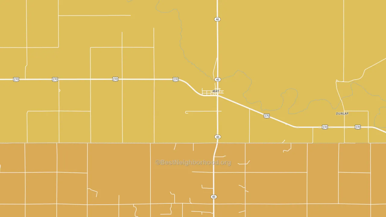 Map of the best neighborhoods in the 73851 area, with better matches in green and worse matches in red