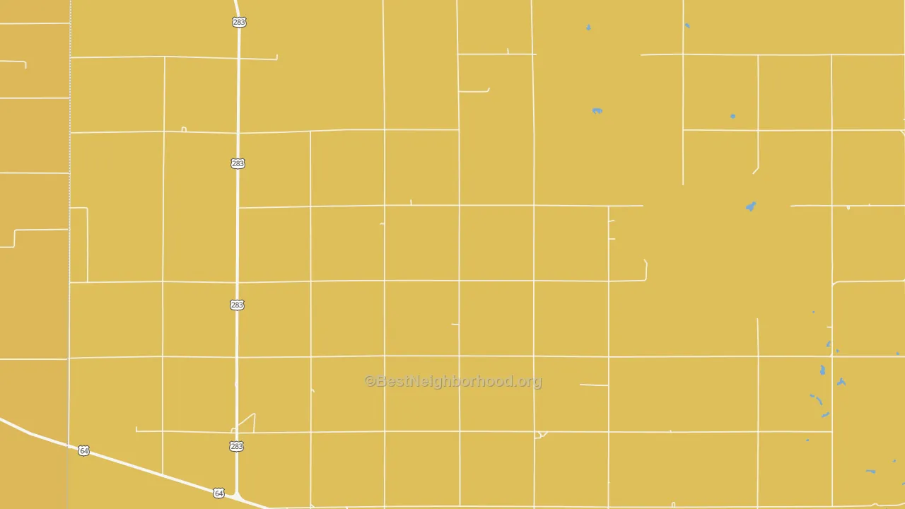 Map of the best neighborhoods in the 73855 area, with better matches in green and worse matches in red