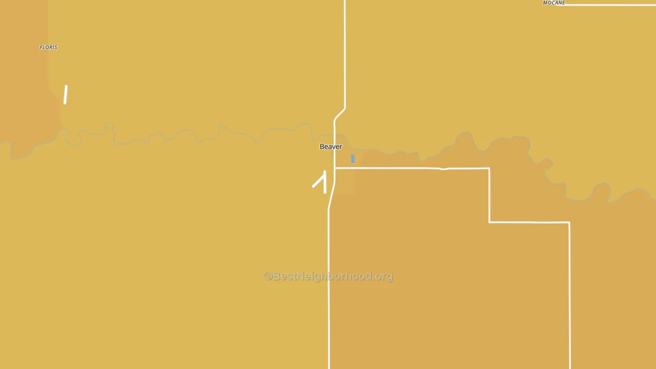 Map of the best neighborhoods in the 73932 area, with better matches in green and worse matches in red