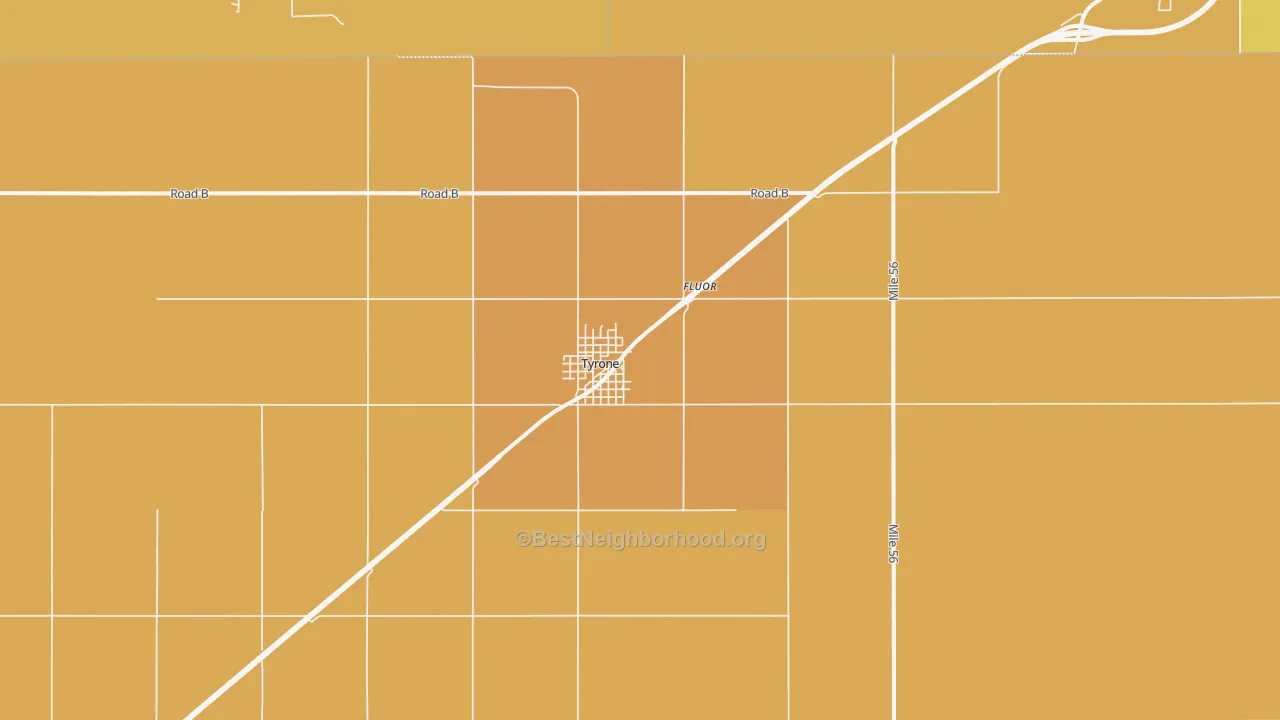 Map of the best neighborhoods in the 73951 area, with better matches in green and worse matches in red