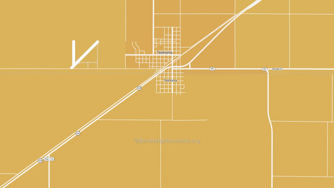 Map of the best neighborhoods in the 73960 area, with better matches in green and worse matches in red