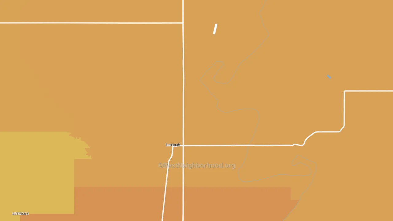 Map of the best neighborhoods in the 74042 area, with better matches in green and worse matches in red