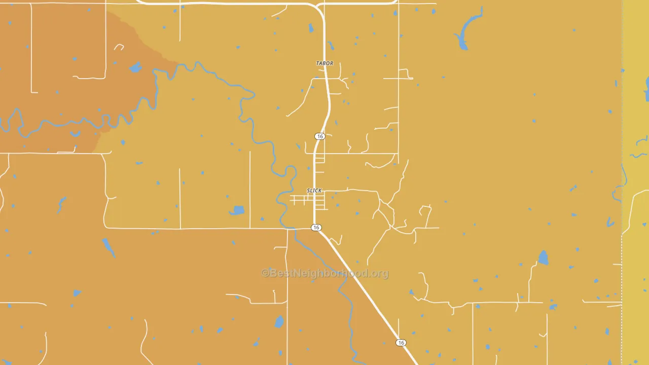 Map of the best neighborhoods in the 74071 area, with better matches in green and worse matches in red