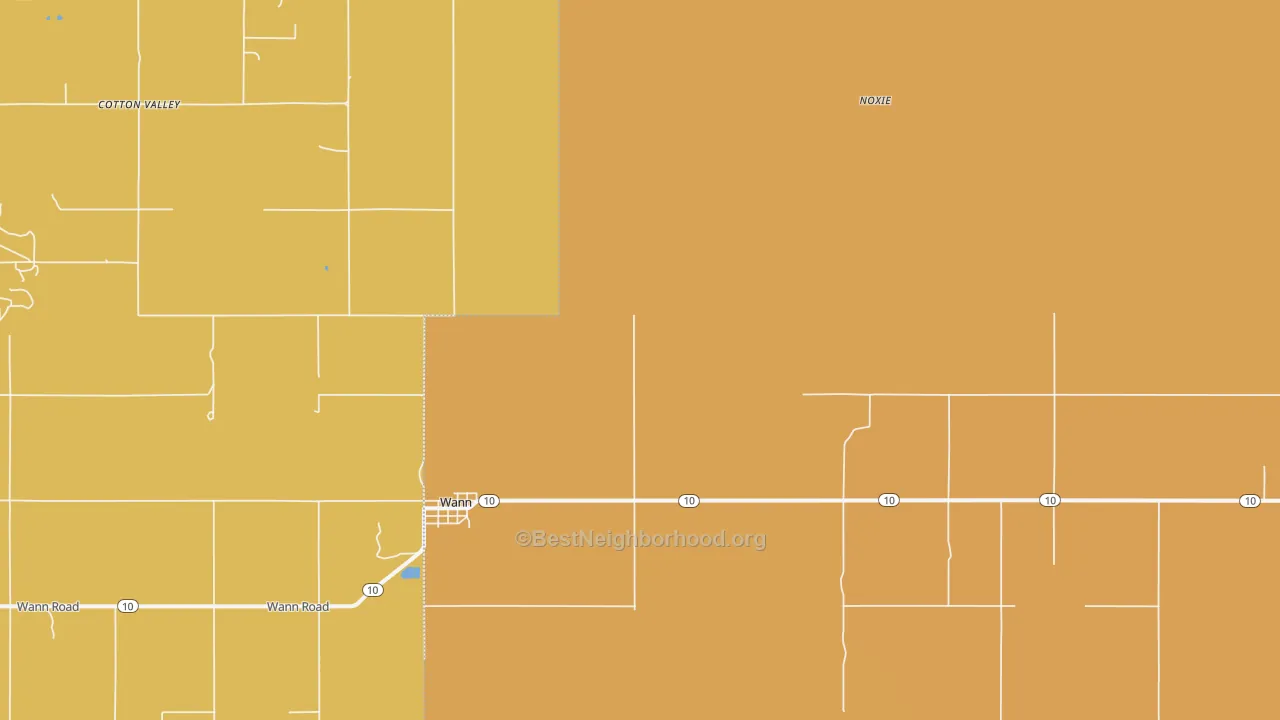 Map of the best neighborhoods in the 74083 area, with better matches in green and worse matches in red