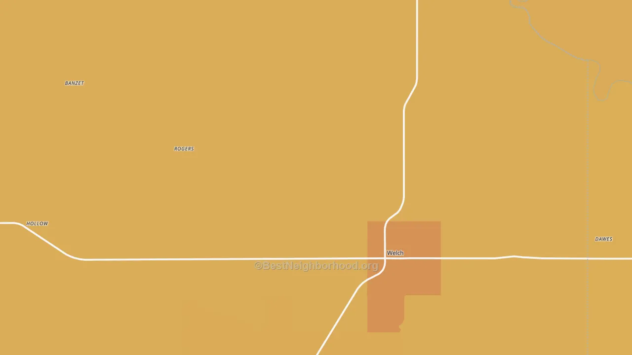 Map of the best neighborhoods in the 74369 area, with better matches in green and worse matches in red