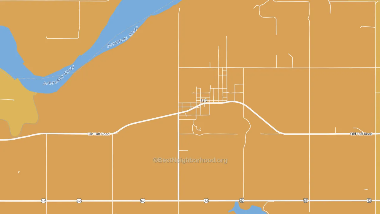 Map of the best neighborhoods in the 74463 area, with better matches in green and worse matches in red