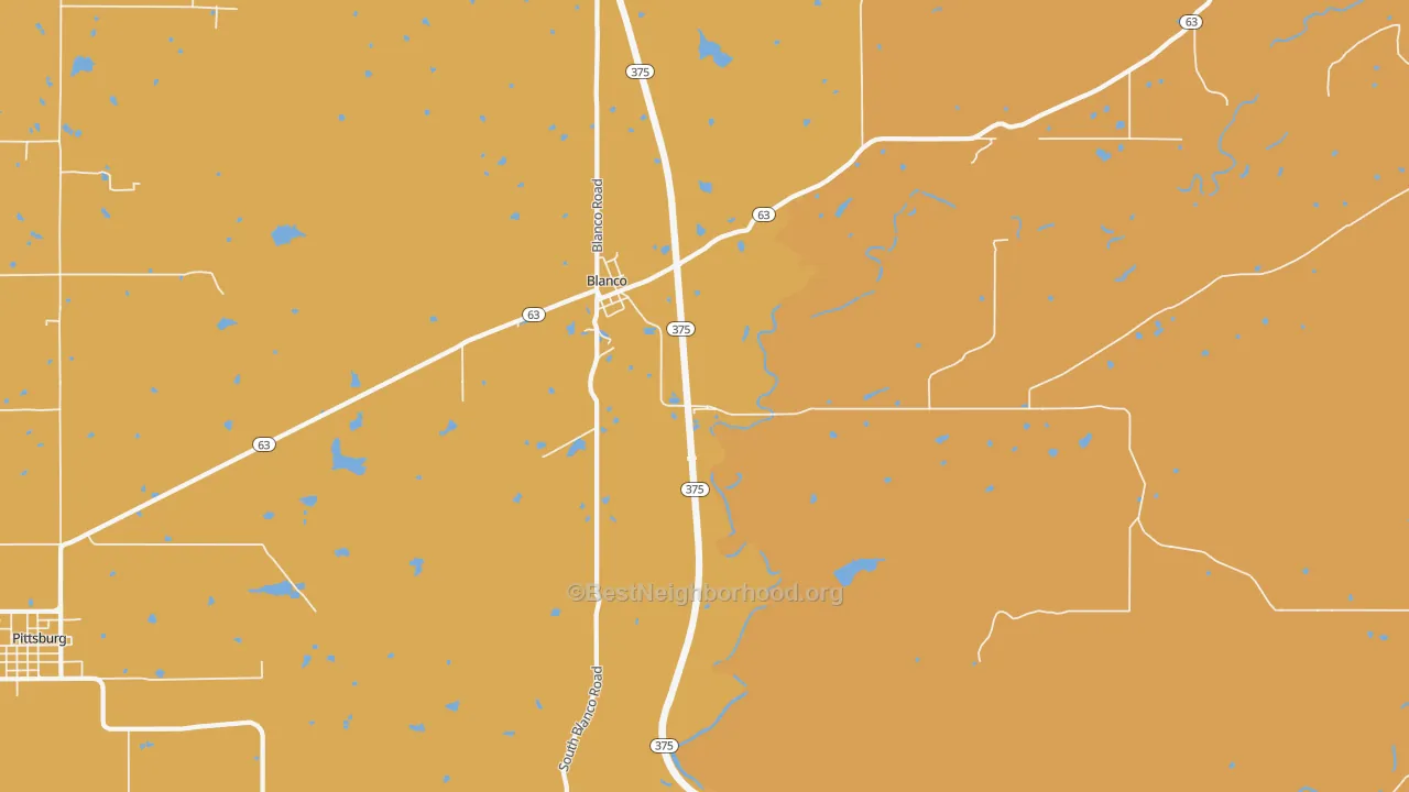 Map of the best neighborhoods in the 74528 area, with better matches in green and worse matches in red