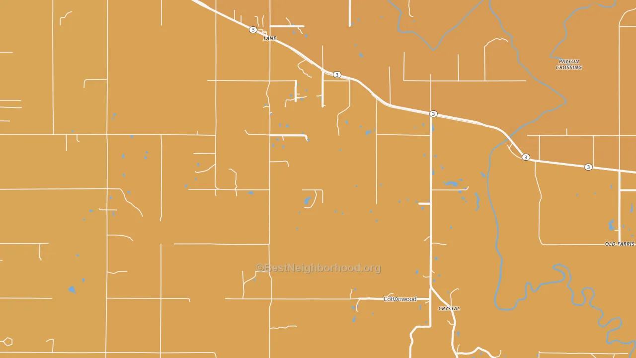 Map of the best neighborhoods in the 74555 area, with better matches in green and worse matches in red