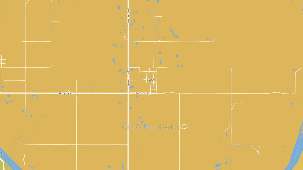 Map of the best neighborhoods in the 74747 area, with better matches in green and worse matches in red