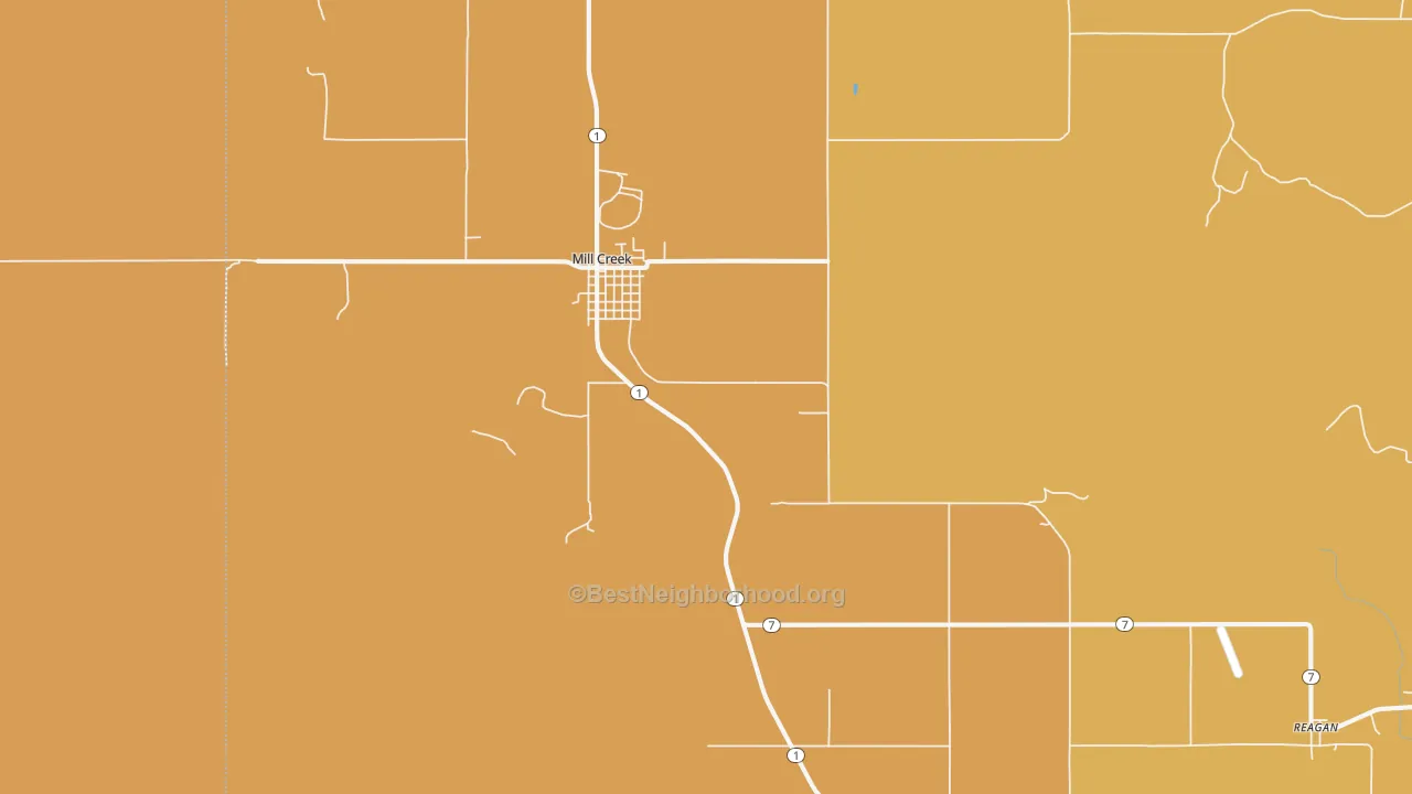 Map of the best neighborhoods in the 74856 area, with better matches in green and worse matches in red