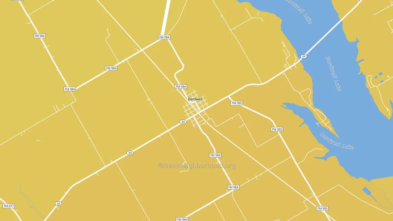 Map of the best neighborhoods in the 75101 area, with better matches in green and worse matches in red