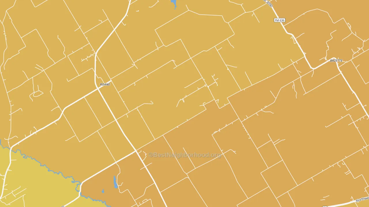Map of the best neighborhoods in the 75153 area, with better matches in green and worse matches in red