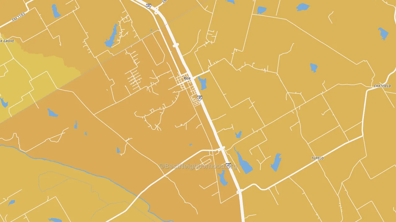 Map of the best neighborhoods in the 75155 area, with better matches in green and worse matches in red