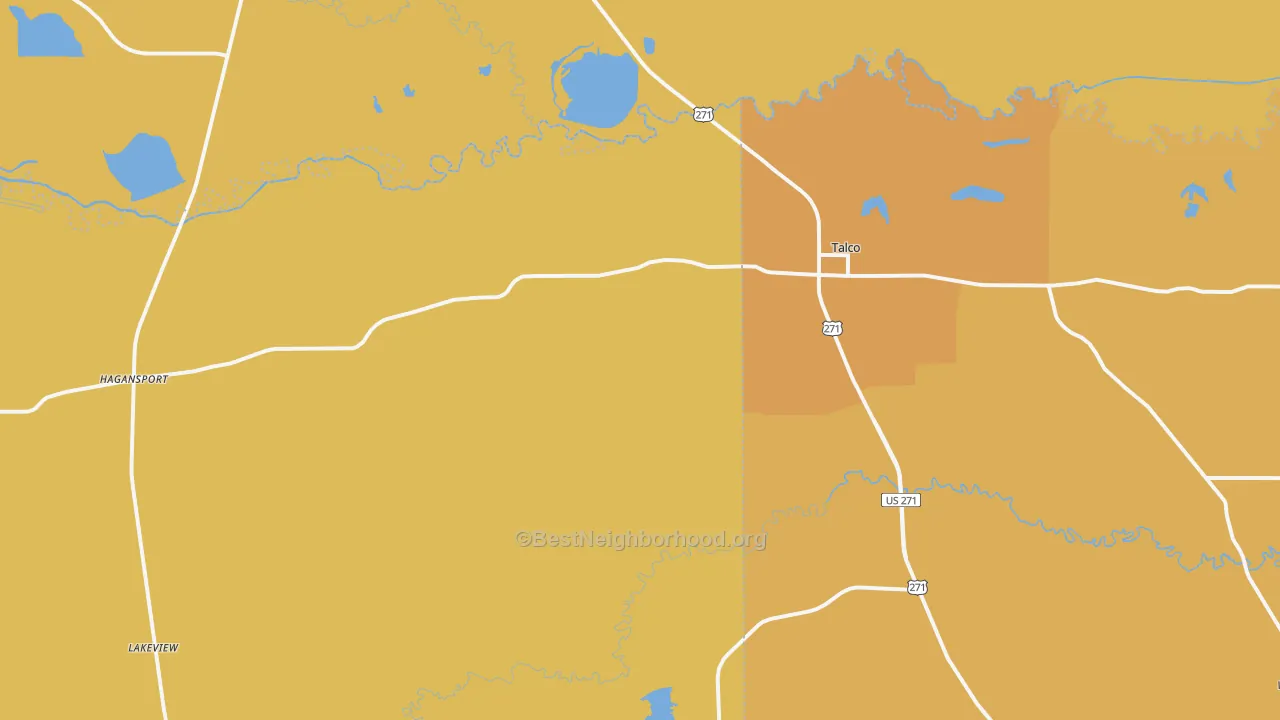 Map of the best neighborhoods in the 75487 area, with better matches in green and worse matches in red