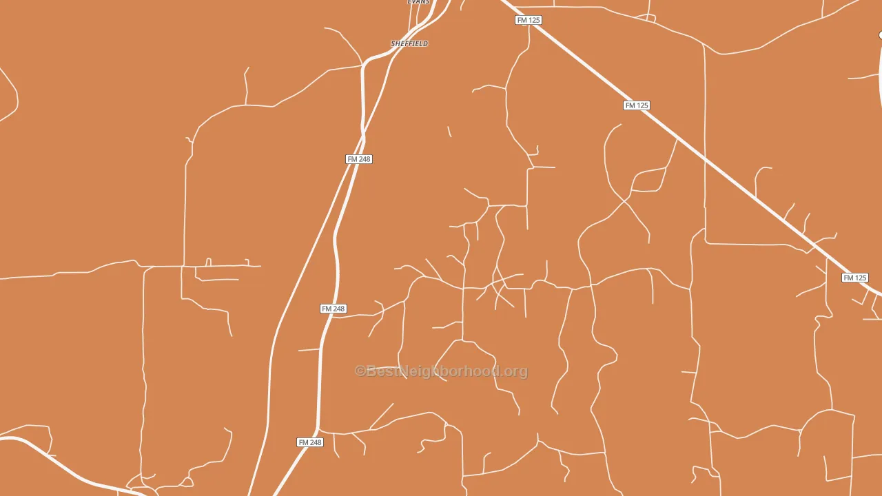 Map of the best neighborhoods in the 75562 area, with better matches in green and worse matches in red