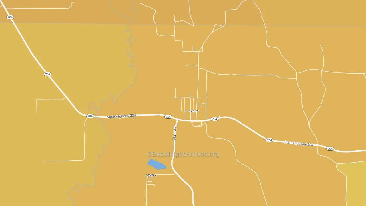 Map of the best neighborhoods in the 75788 area, with better matches in green and worse matches in red