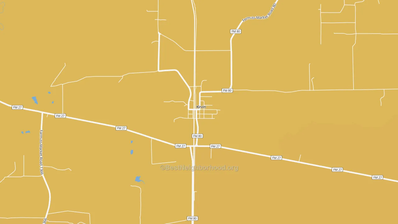 Map of the best neighborhoods in the 75848 area, with better matches in green and worse matches in red