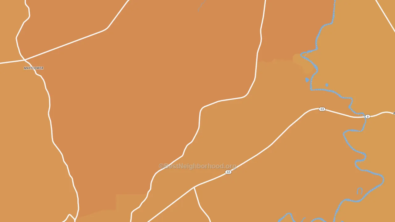 Map of the best neighborhoods in the 75932 area, with better matches in green and worse matches in red
