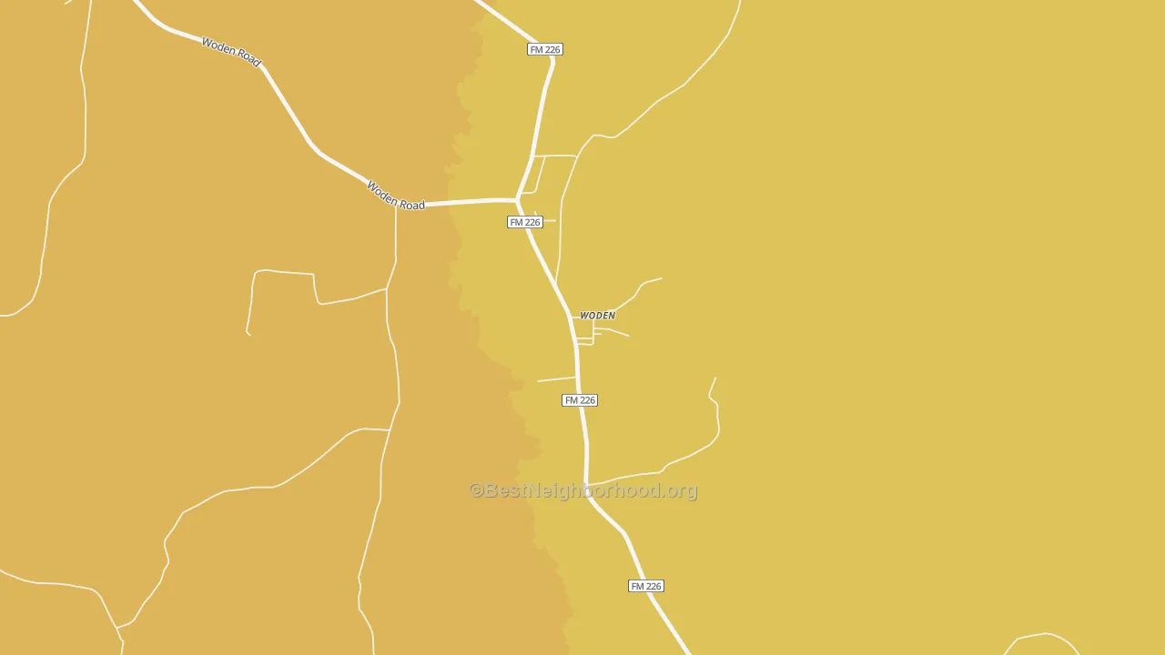 Map of the best neighborhoods in the 75978 area, with better matches in green and worse matches in red