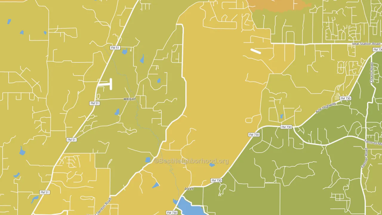Map of the best neighborhoods in the 76085 area, with better matches in green and worse matches in red