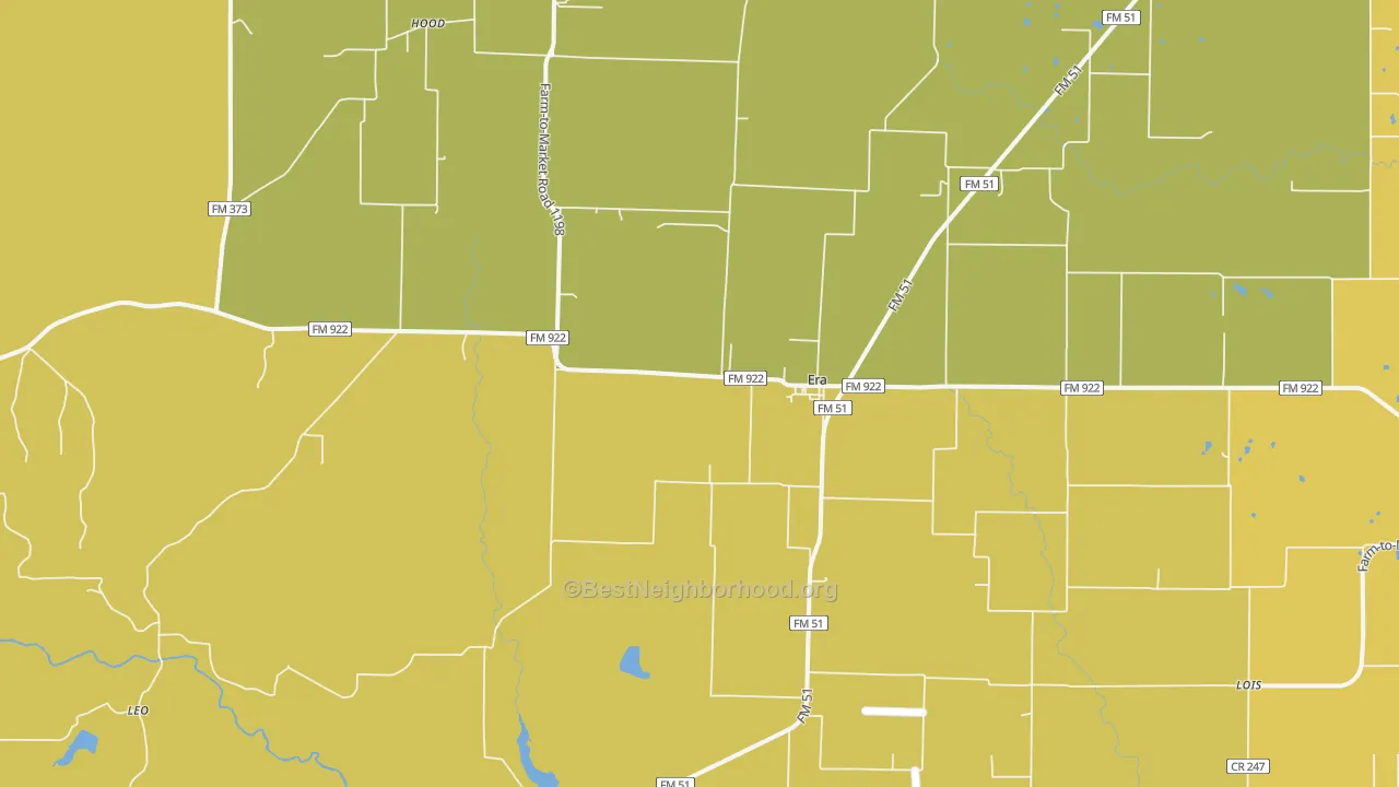 Map of the best neighborhoods in the 76238 area, with better matches in green and worse matches in red