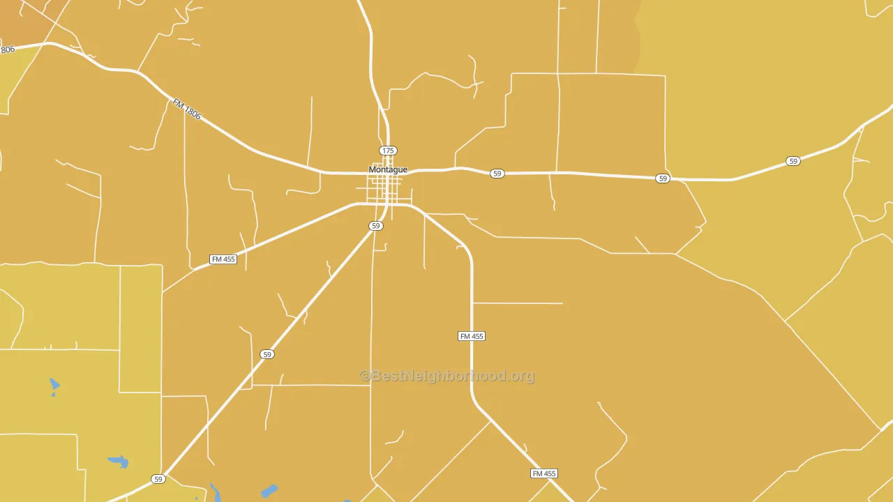 Map of the best neighborhoods in the 76251 area, with better matches in green and worse matches in red