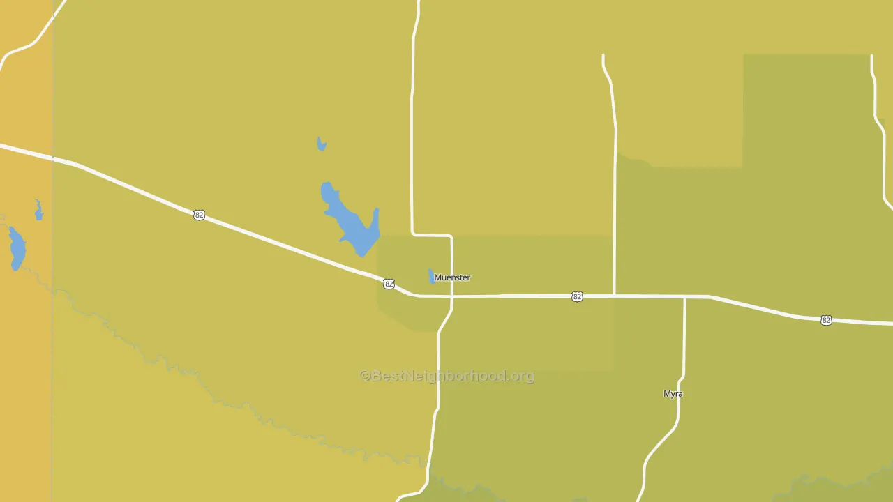 Map of the best neighborhoods in the 76252 area, with better matches in green and worse matches in red
