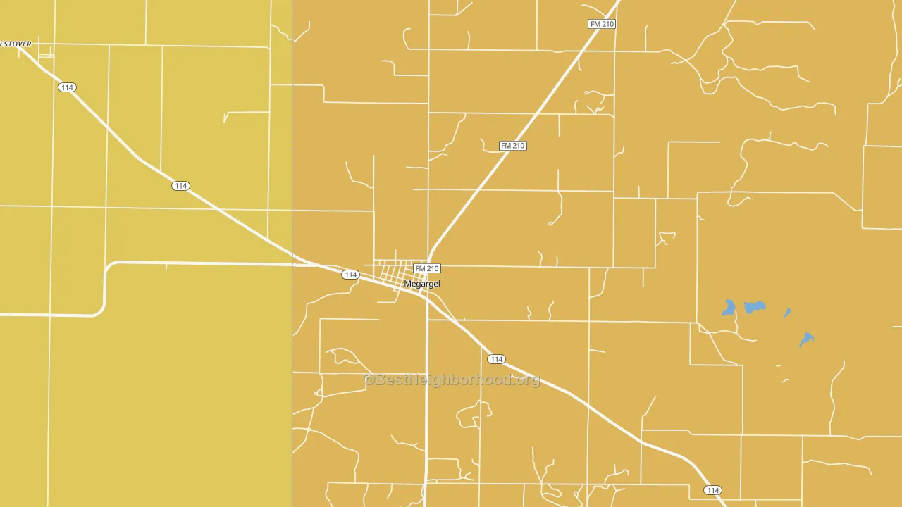 Map of the best neighborhoods in the 76370 area, with better matches in green and worse matches in red