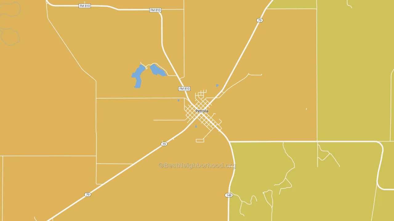 Map of the best neighborhoods in the 76377 area, with better matches in green and worse matches in red