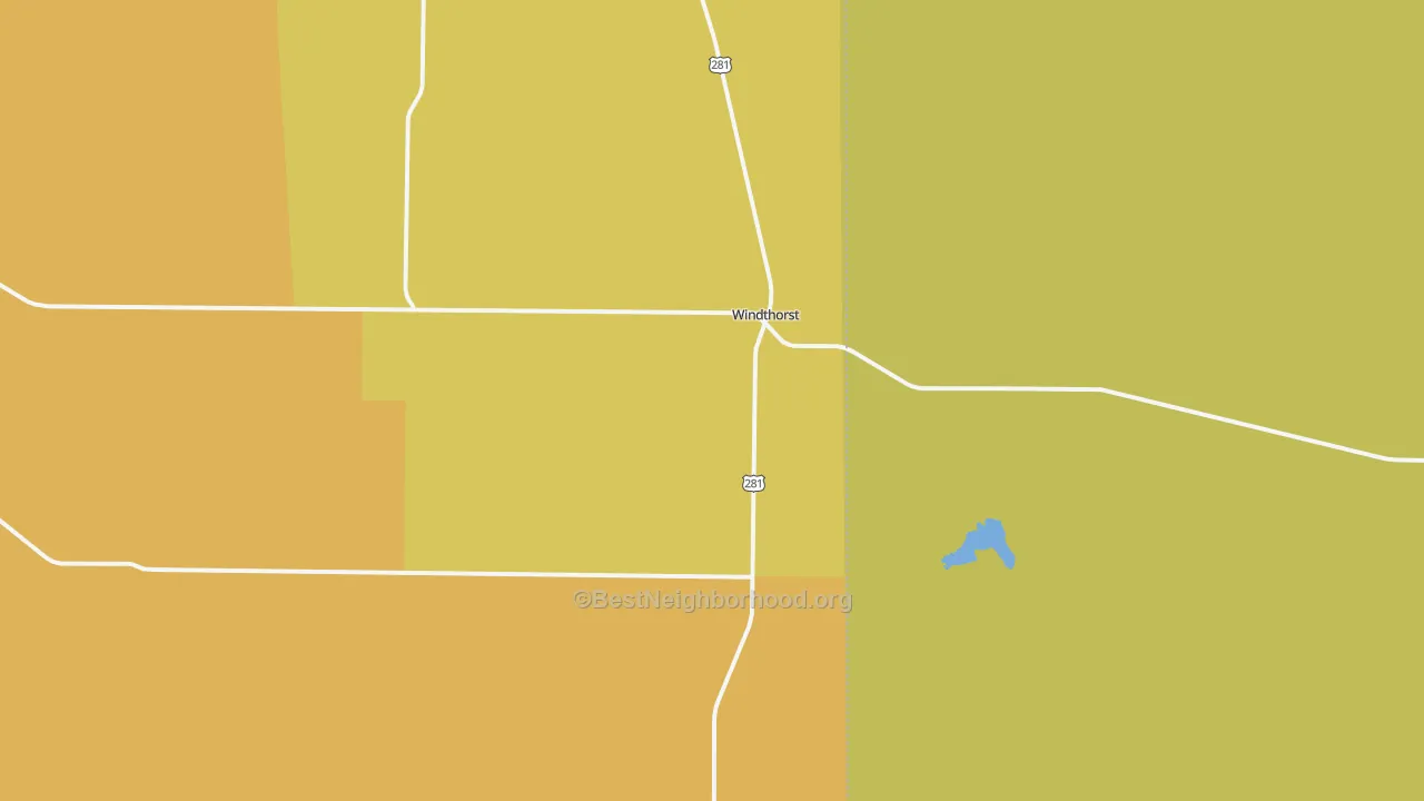Map of the best neighborhoods in the 76389 area, with better matches in green and worse matches in red