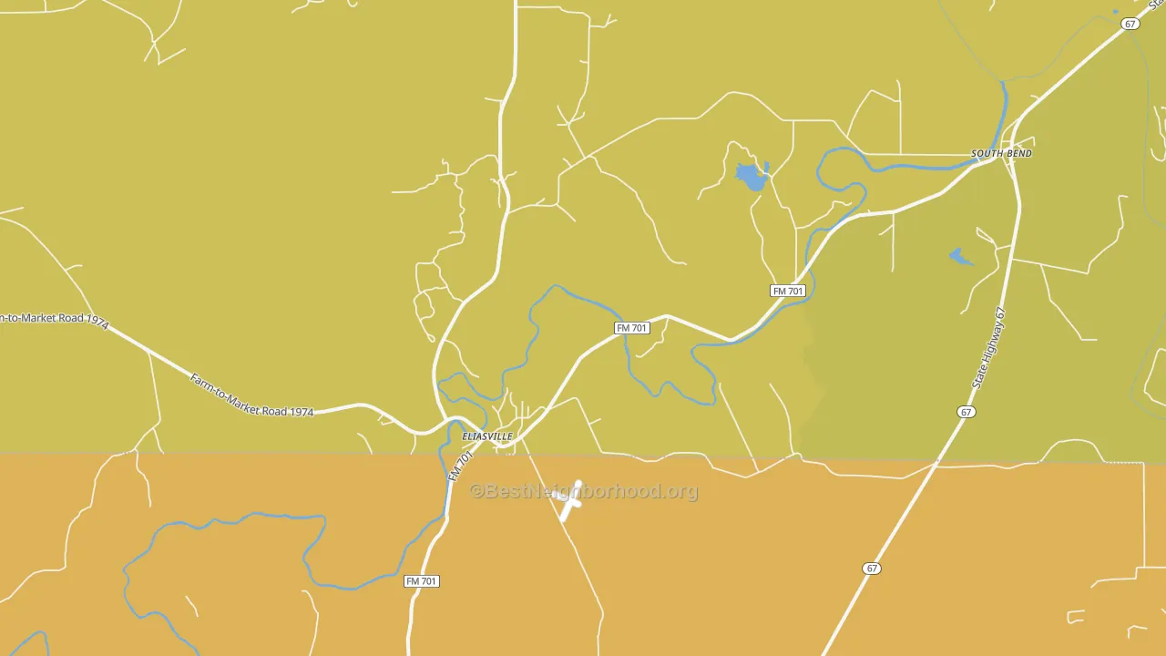 Map of the best neighborhoods in the 76481 area, with better matches in green and worse matches in red