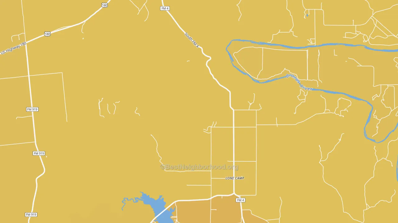 Map of the best neighborhoods in the 76484 area, with better matches in green and worse matches in red